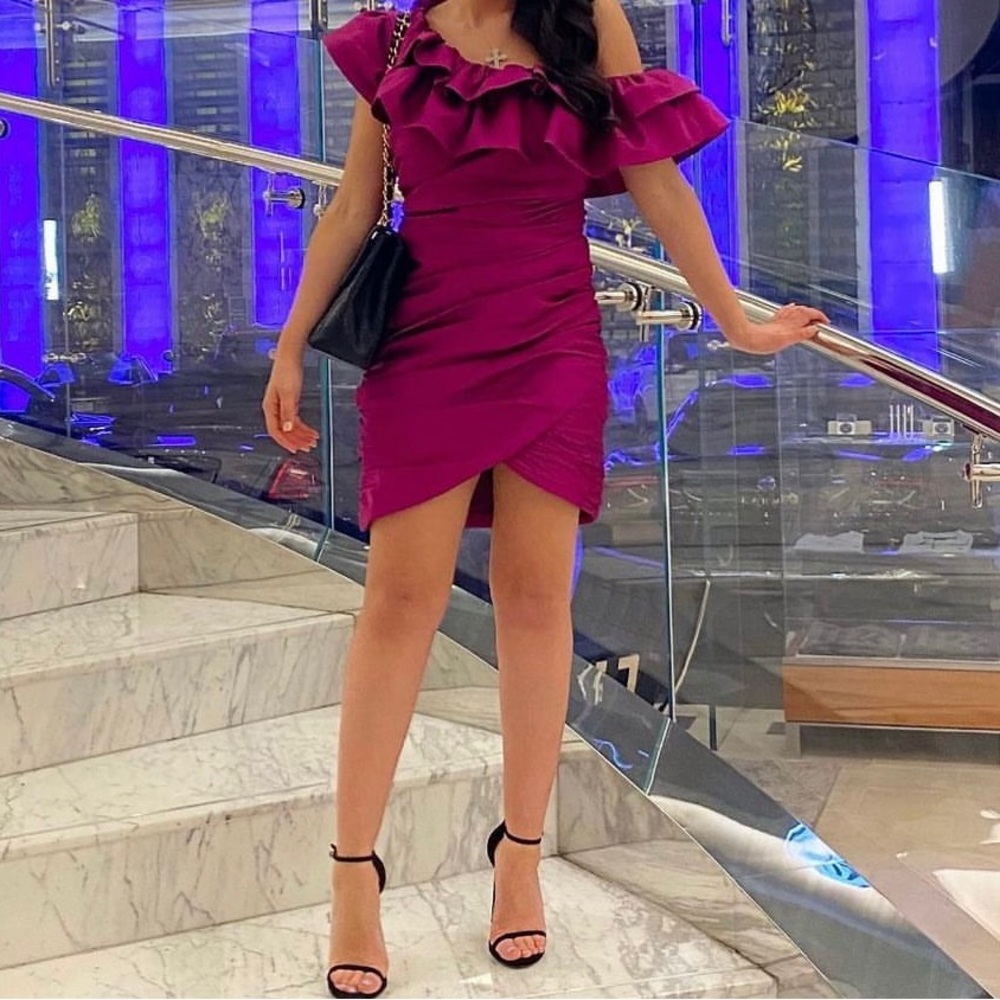 Jay Godfrey one shoulder ruched mini dress